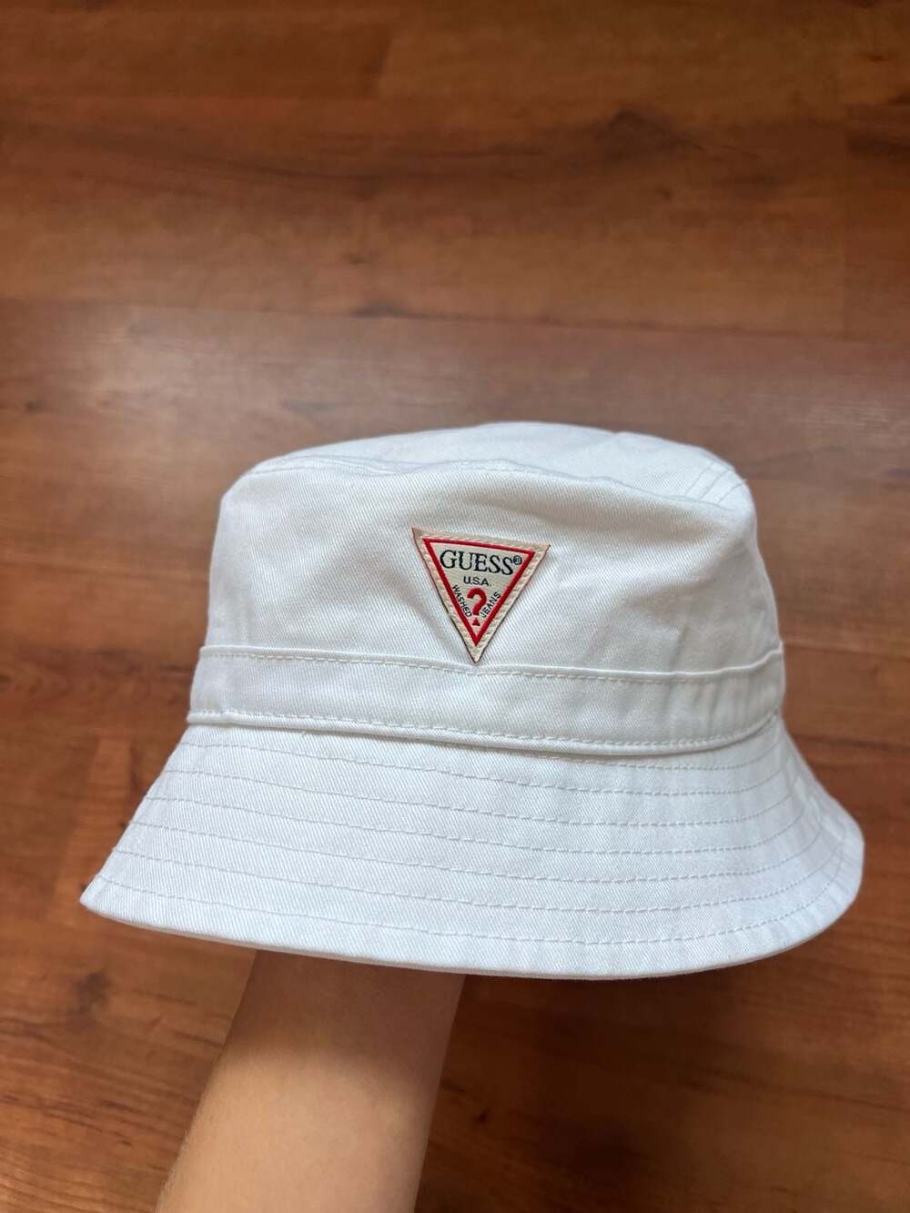 GUESS White Logo Bucket Hat
